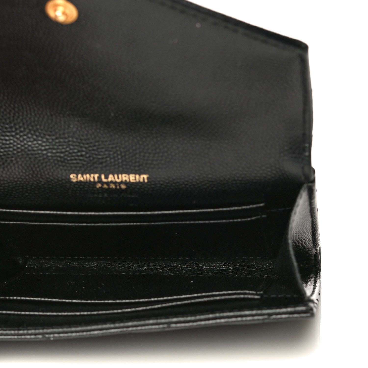 Saint Laurent Grain De Poudre Matelasse Chevron Small Monogram Envelope Wallet Black 5 of 10