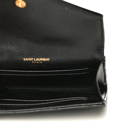 Saint Laurent Grain De Poudre Matelasse Chevron Small Monogram Envelope Wallet Black 5 of 10