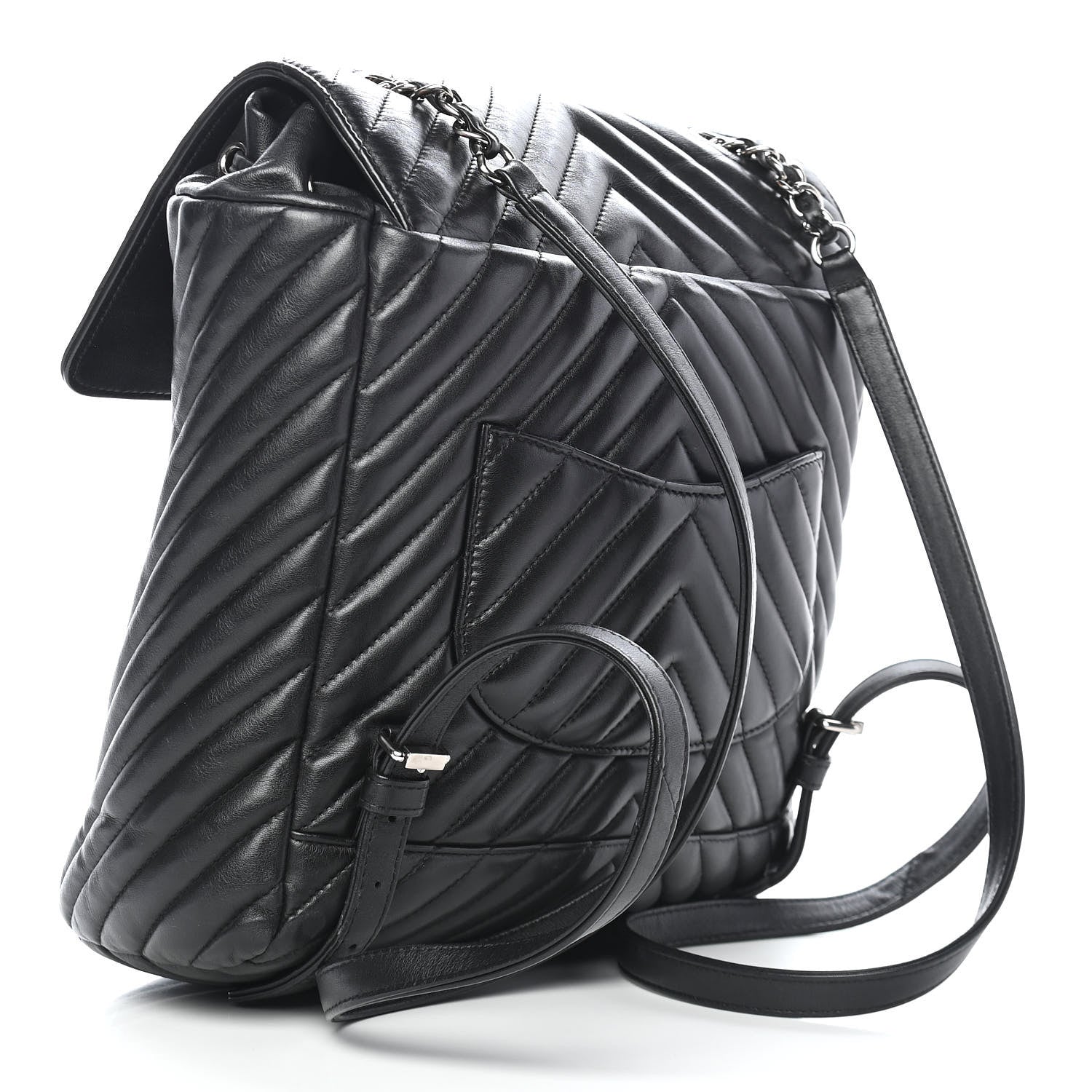 Chanel Calfskin Chevron Quilted Large Urban Spirit Backpack Black 3 of 9