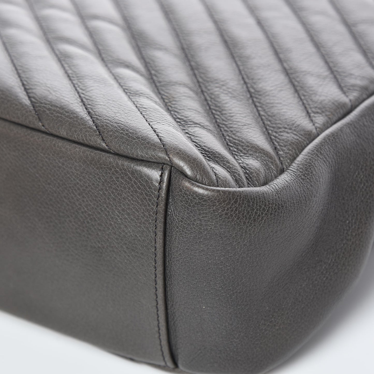 Sheepskin Matelasse Chevron Monogram Large College Satchel Dark Anthracite