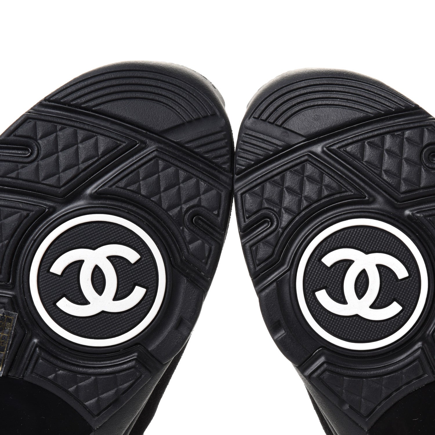 Chanel Nylon Calfskin Suede CC Sneakers 41 Black 6 of 9