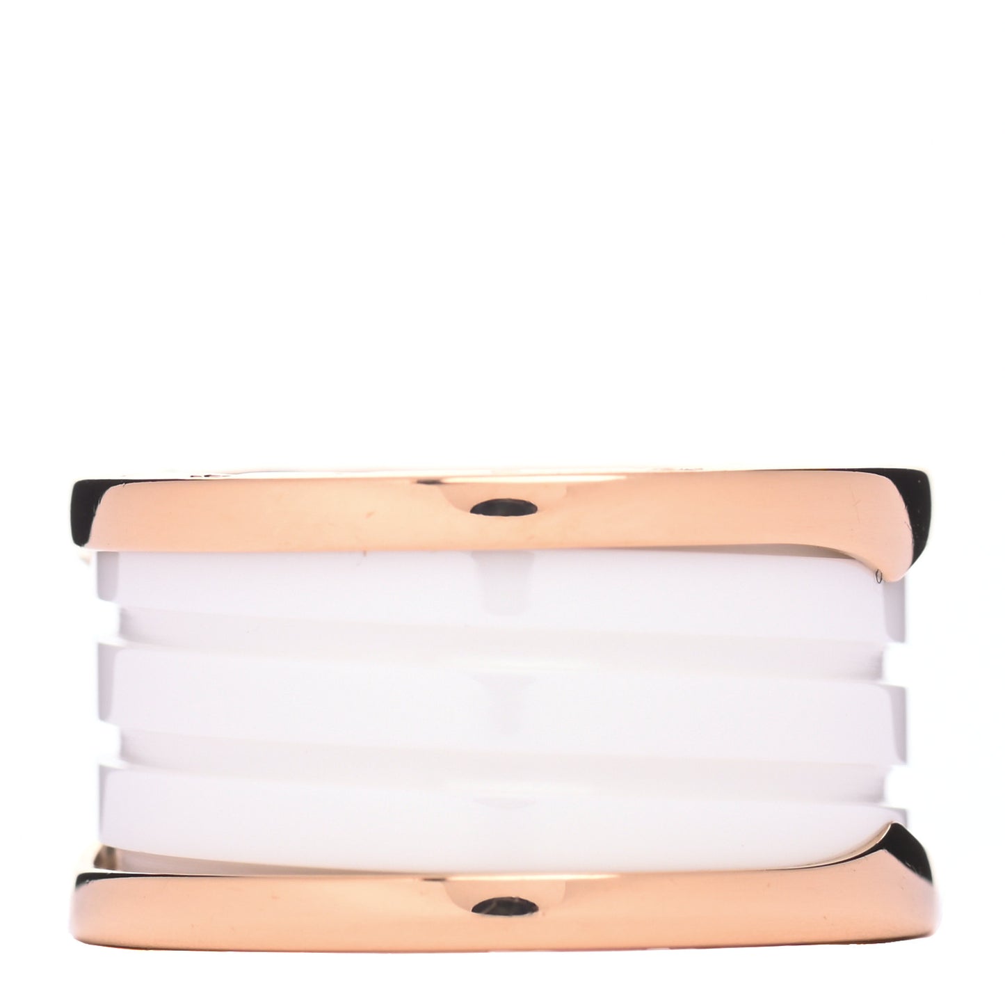 18K Rose Gold White Ceramic B.Zero1 Four-Band Ring 54 6.75