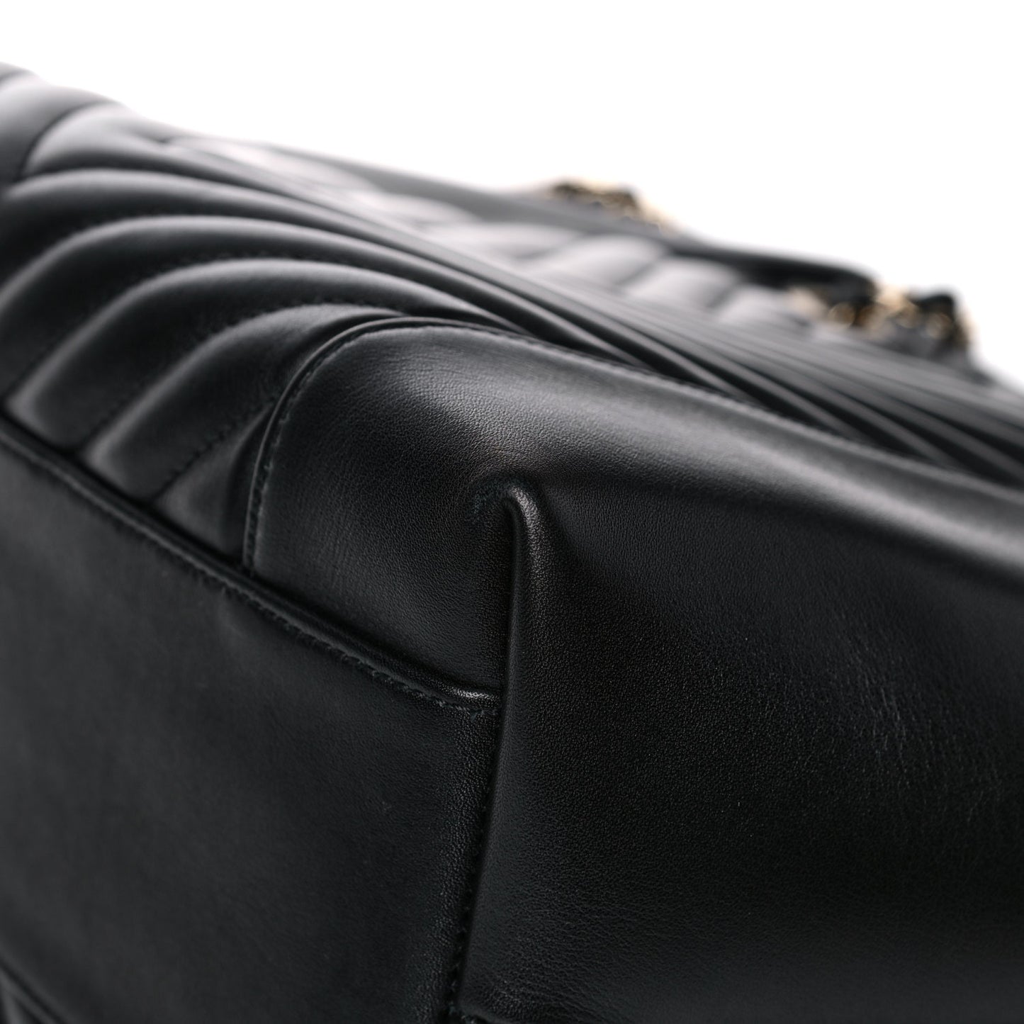 Calfskin Quilted Large Daily Shopping Bag Black