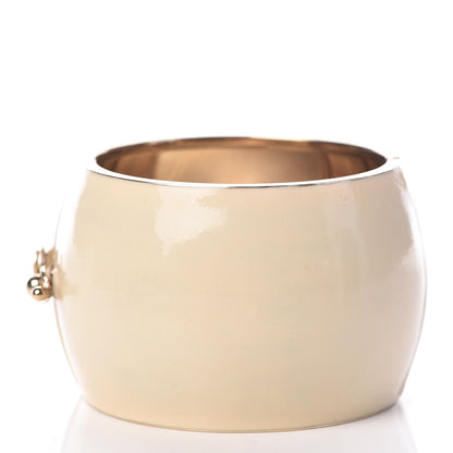 Chanel Resin Enamel Crystal CC Cuff Beige 3 of 6