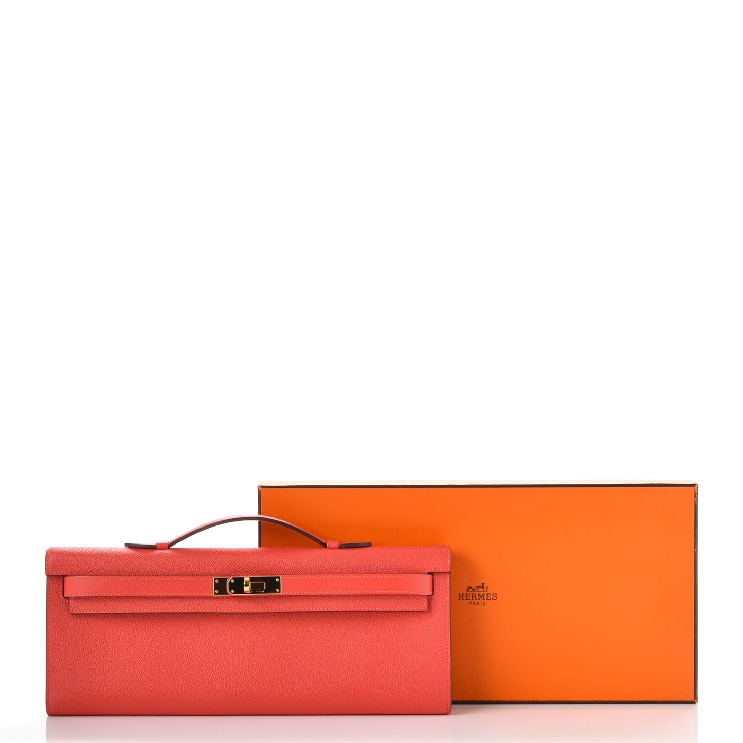 Epsom Kelly Cut Clutch Pochette Rose Jaipur