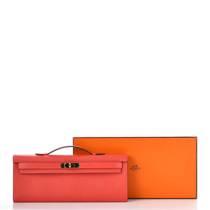 Hermes Epsom Kelly Cut Clutch Pochette Rose Jaipur 30 of 30