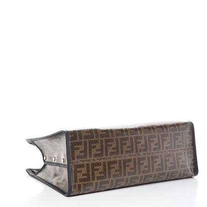 Fendi Glazed Fabric Vitello Century FF 1974 Stamp Patch Medium Peekaboo Defender Cover Mogano Panna Black 4 of 9