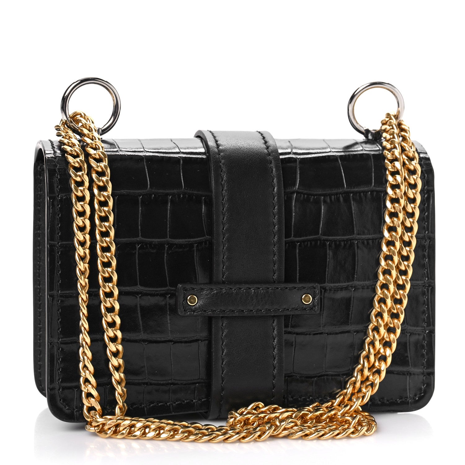 Chloe Calfskin Crocodile Embossed Aby Chain Shoulder Bag Black 3 of 8