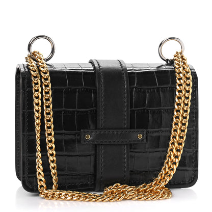 Chloe Calfskin Crocodile Embossed Aby Chain Shoulder Bag Black 3 of 8