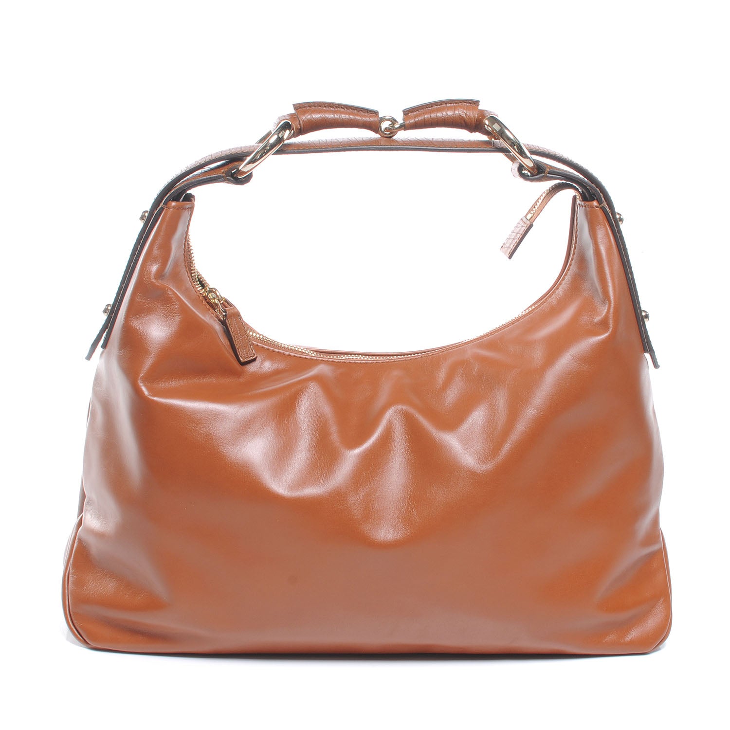 Gucci Leather Medium Horsebit Chain Hobo Tan 1 of 7