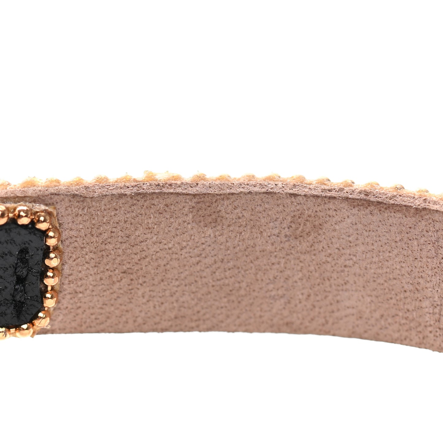 Metal Calfskin Pearl Double G Bracelet Black