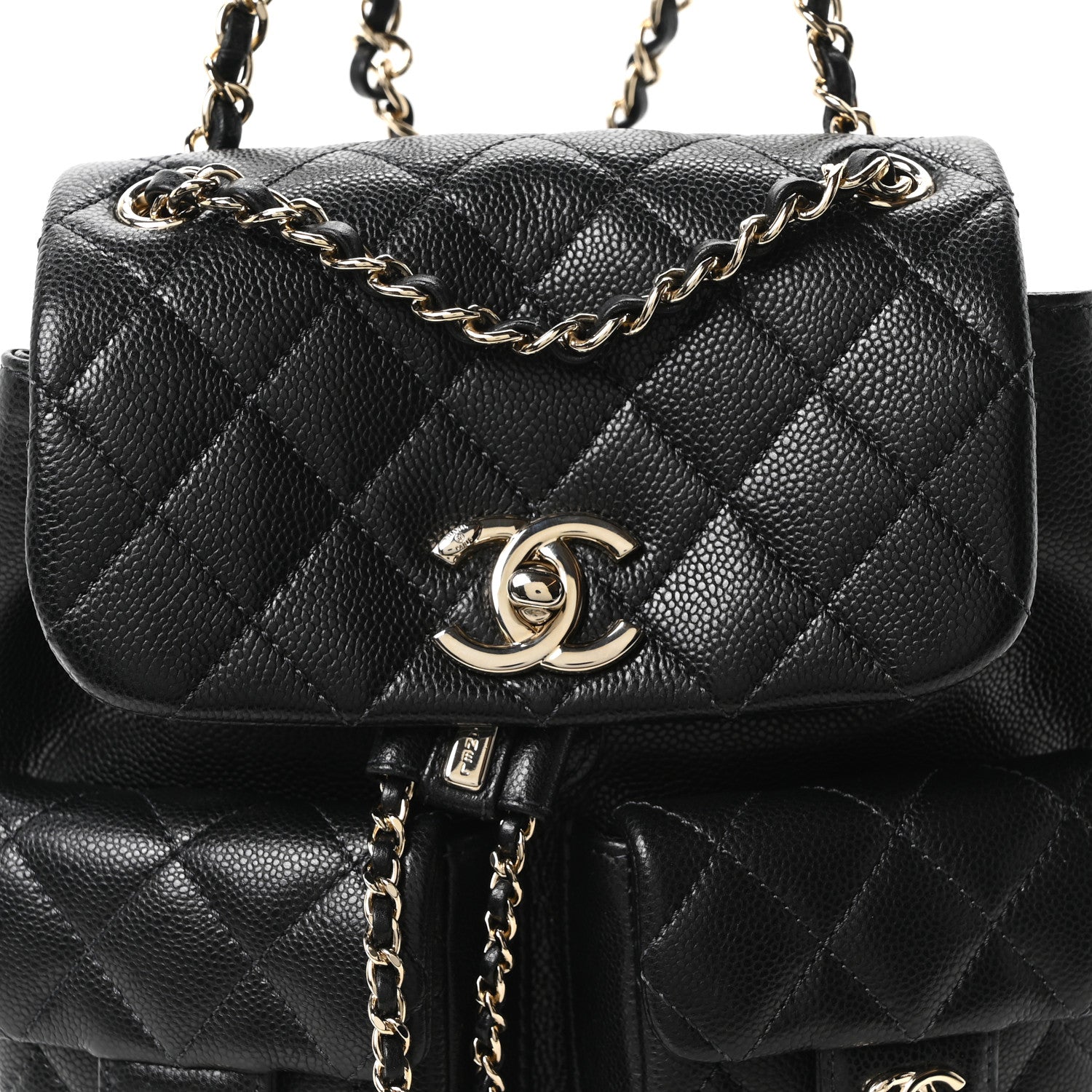Chanel Shiny Caviar Quilted Small Duma Pockets Drawstring Backpack Black 7 of 10