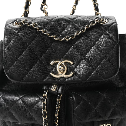 Chanel Shiny Caviar Quilted Small Duma Pockets Drawstring Backpack Black 7 of 10