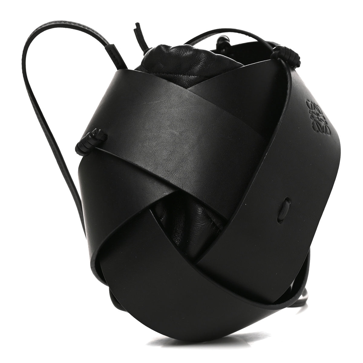 Calfskin Interlaced Pocket Bag Black