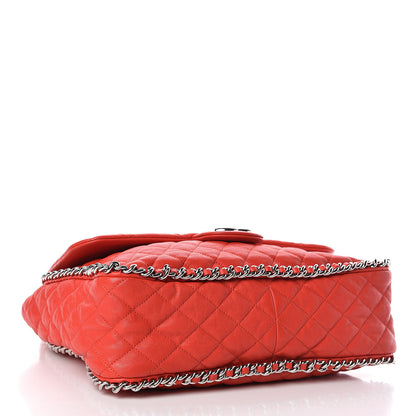 Chanel Washed Lambskin Quilted Maxi Chain Around Flap Red 4 of 11