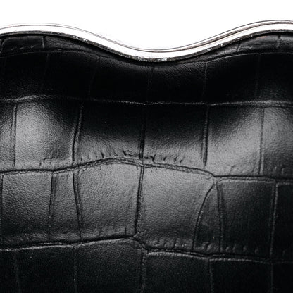 Saint Laurent Calfskin Crocodile Embossed Monogram Love Box Bag Black 11 of 11