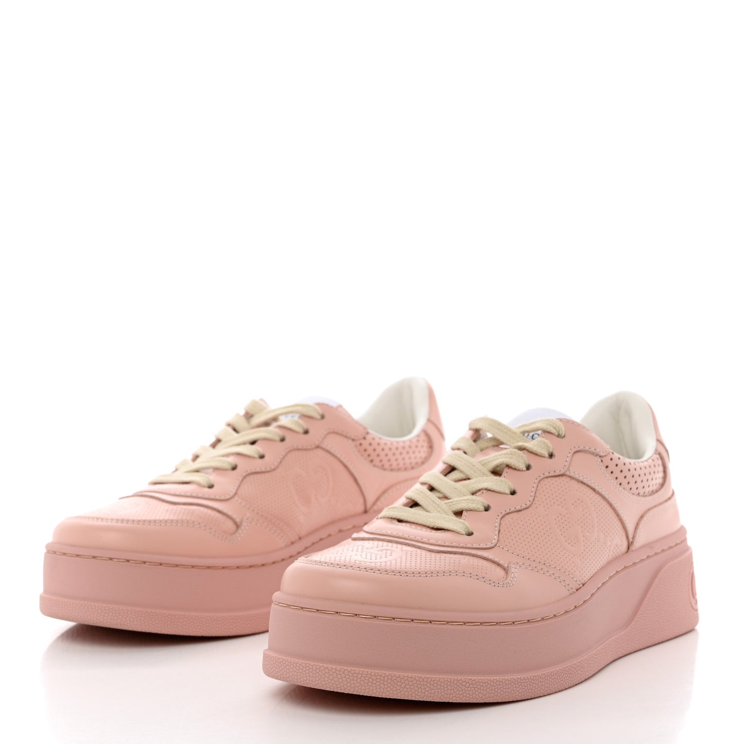 Calfskin GG Tennis Embossed Womens Platform 55mm Sneakers 36 Powder Pink