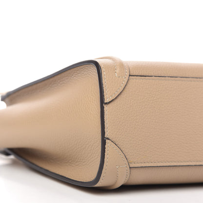 Celine Drummed Calfskin Nano Luggage Dune 6 of 10