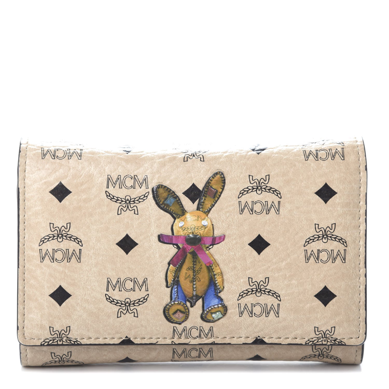 MCM Visetos Rabbit Tri-Fold Wallet Beige 1 of 6