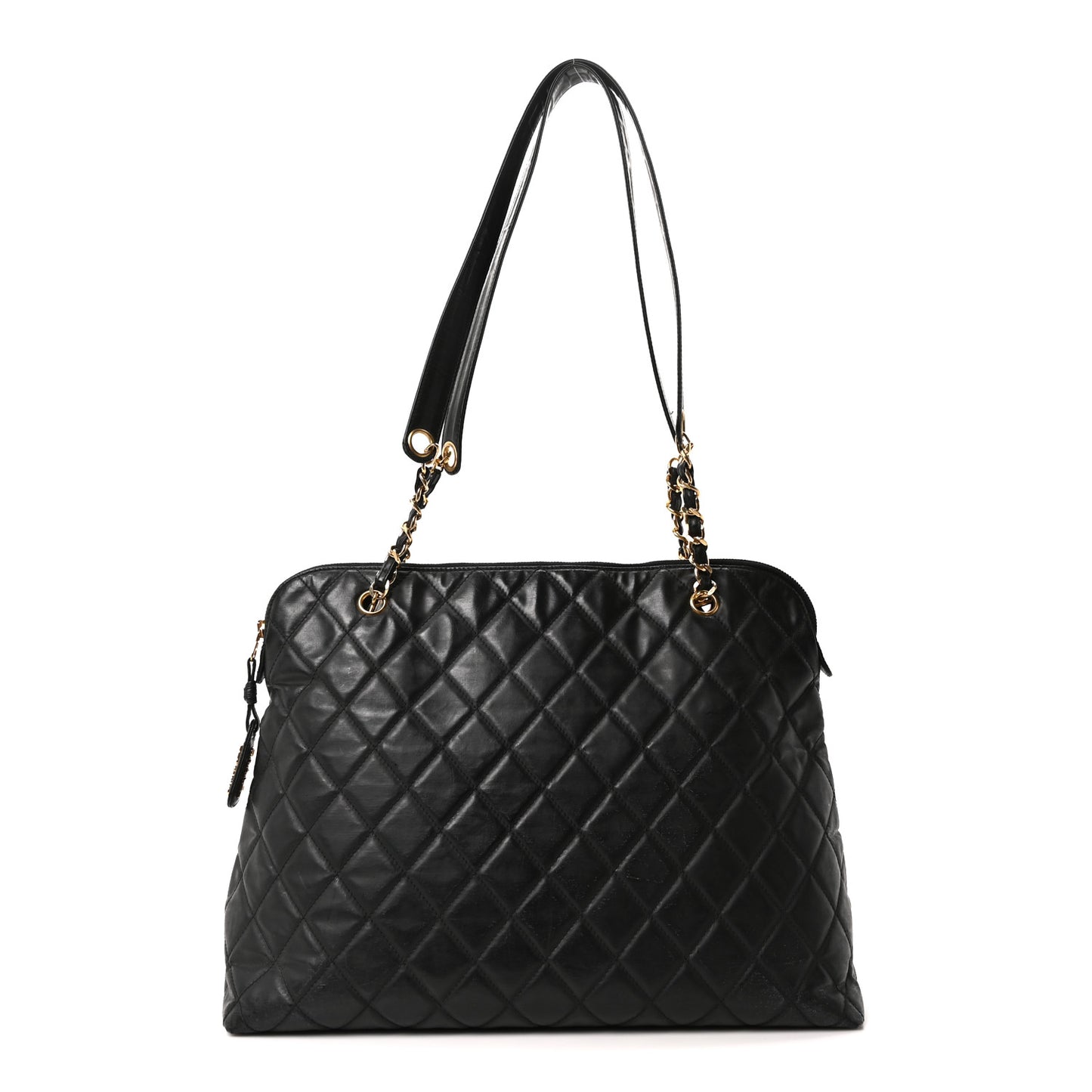 Vinyl Quilted Shoulder Bag Black