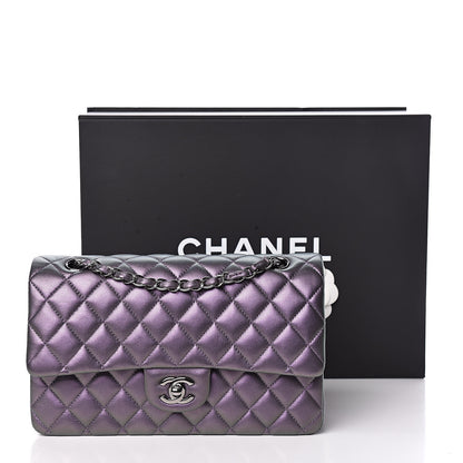 Chanel Iridescent Lambskin Quilted Medium Double Flap Dark Purple 16 of 16