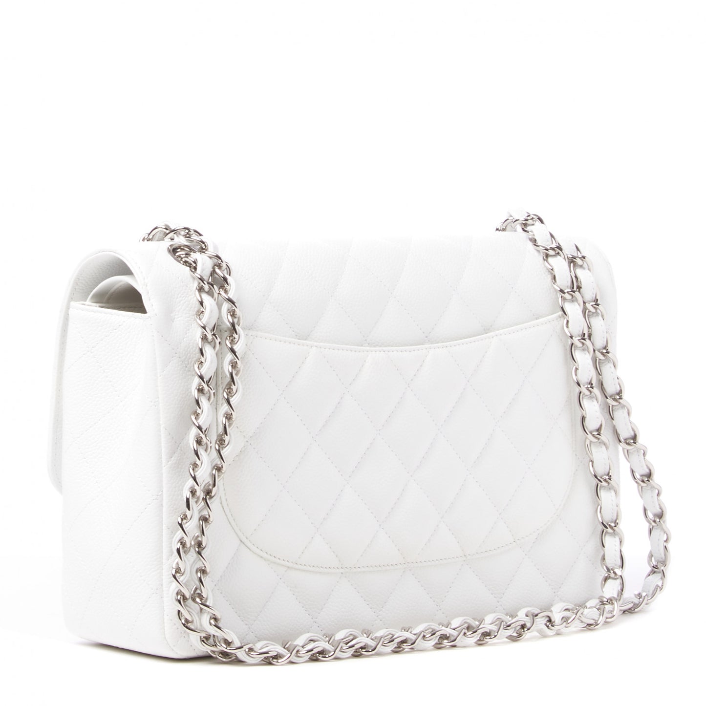 Caviar Quilted Jumbo Double Flap White