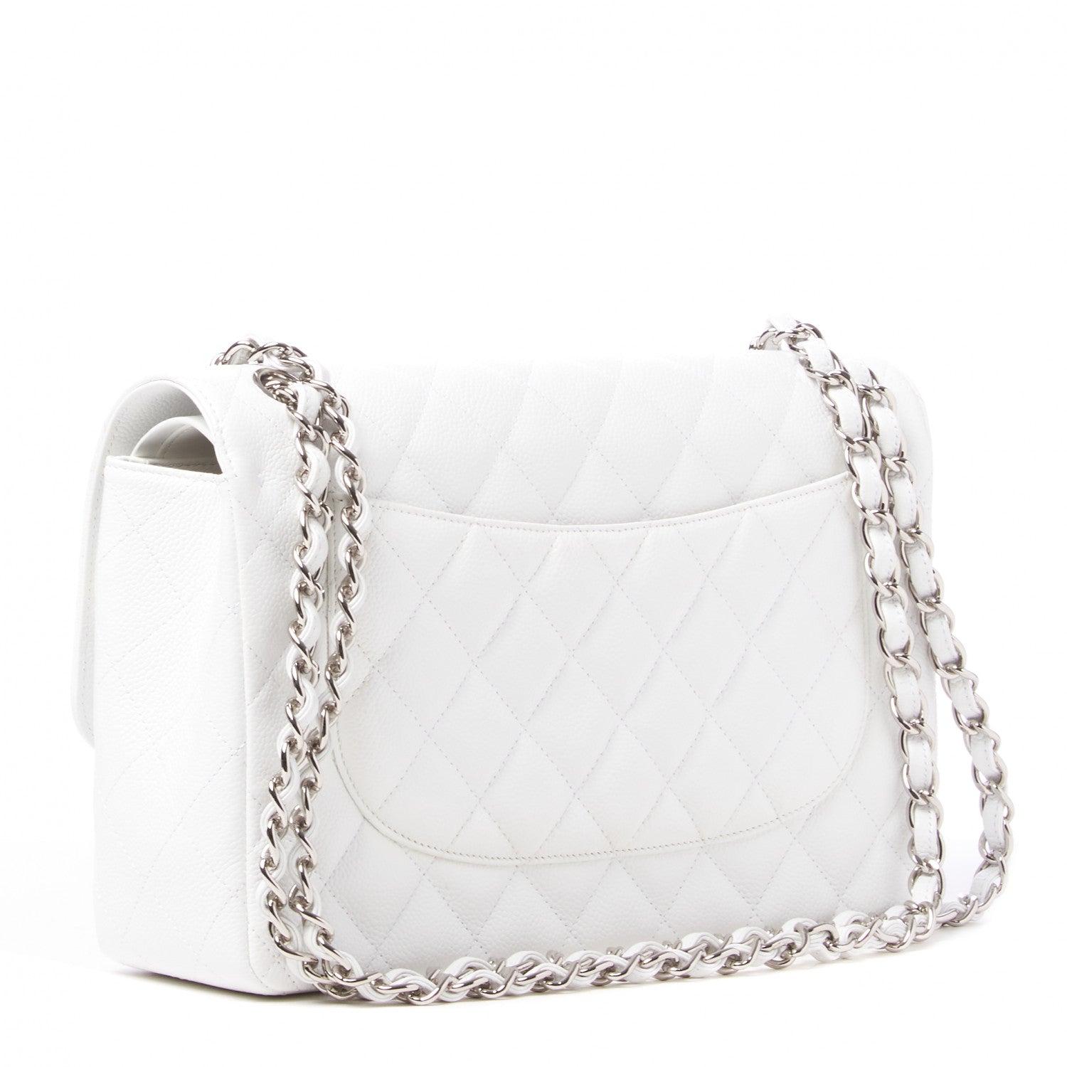 Chanel Caviar Quilted Jumbo Double Flap White 2 of 10