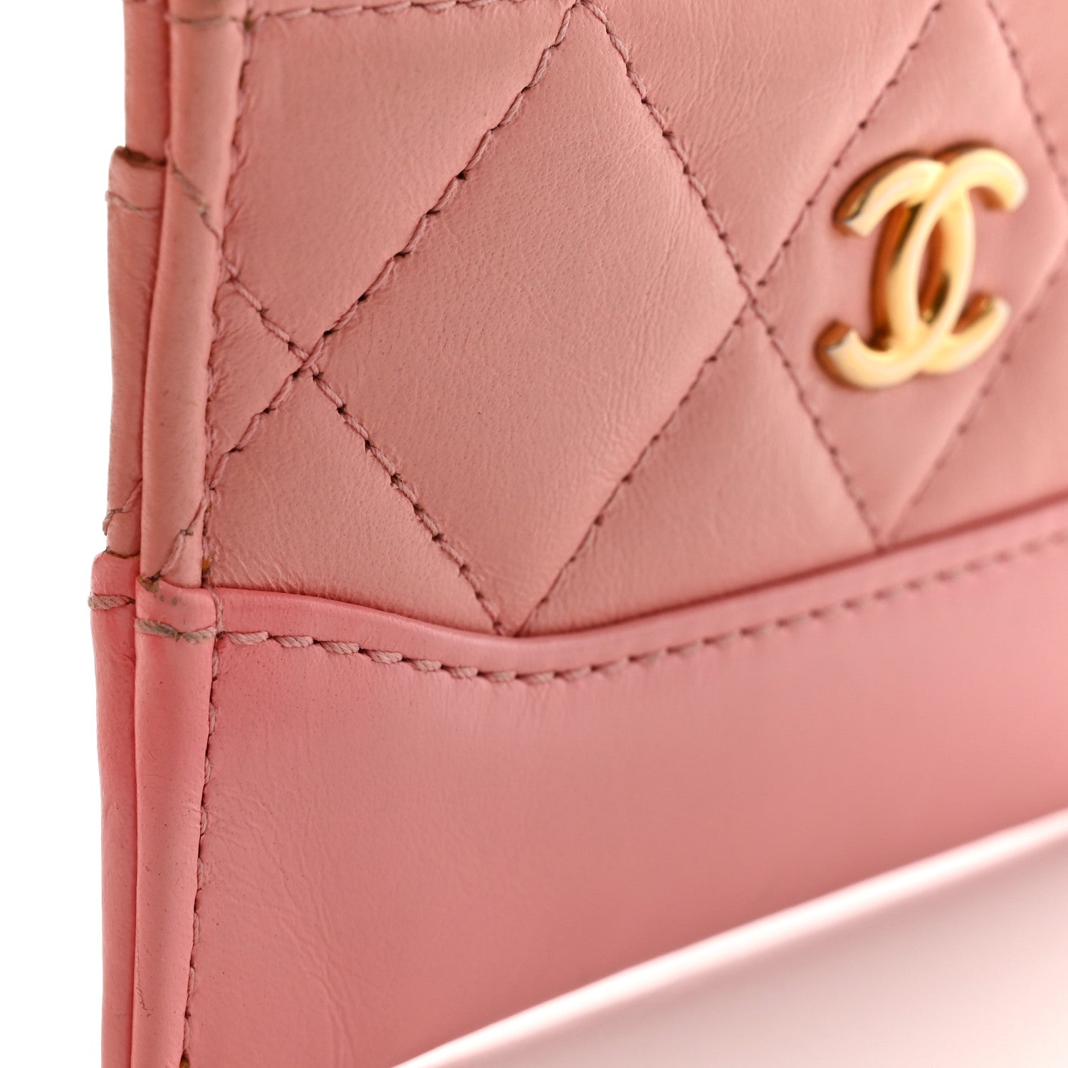 Chanel Aged Calfskin Quilted Gabrielle Card Holder Wallet Light Pink 11 of 11