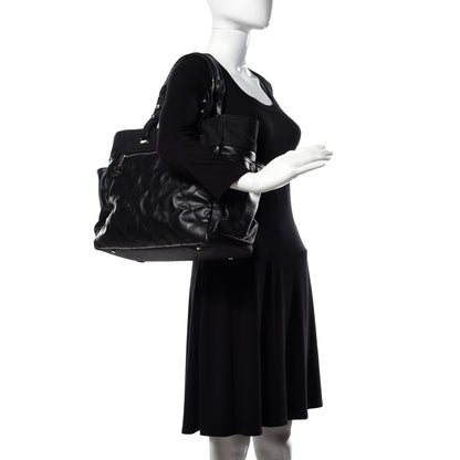 Chanel Coated Canvas Quilted Large Paris Biarritz Tote Black 2 of 11