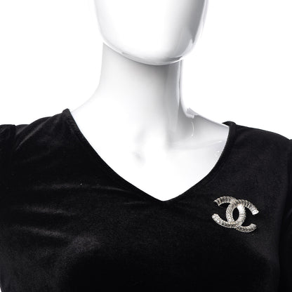 Chanel Baguette Crystal CC Brooch Silver 2 of 7