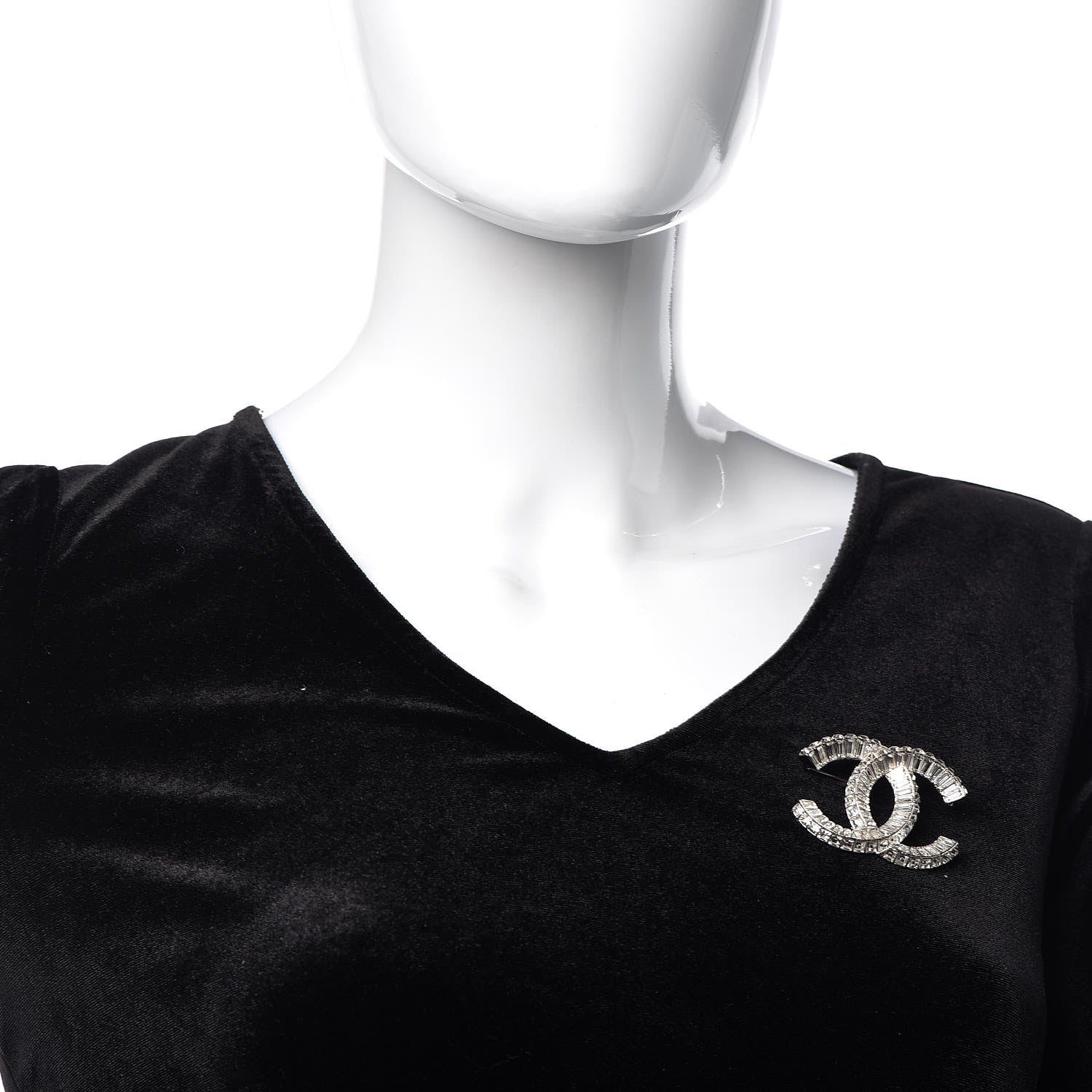 Chanel Baguette Crystal CC Brooch Silver 2 of 7