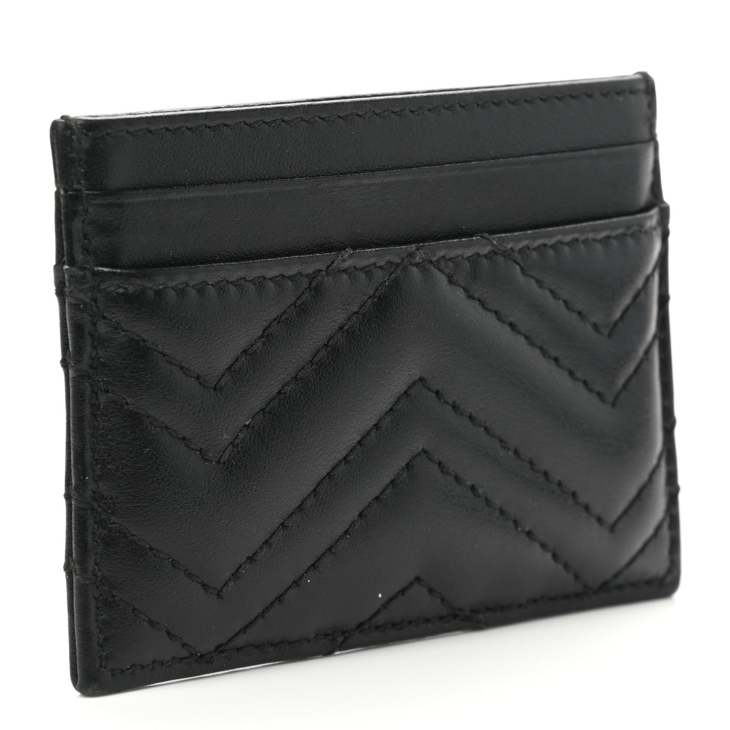 Calfskin Matelasse GG Marmont Card Holder Black