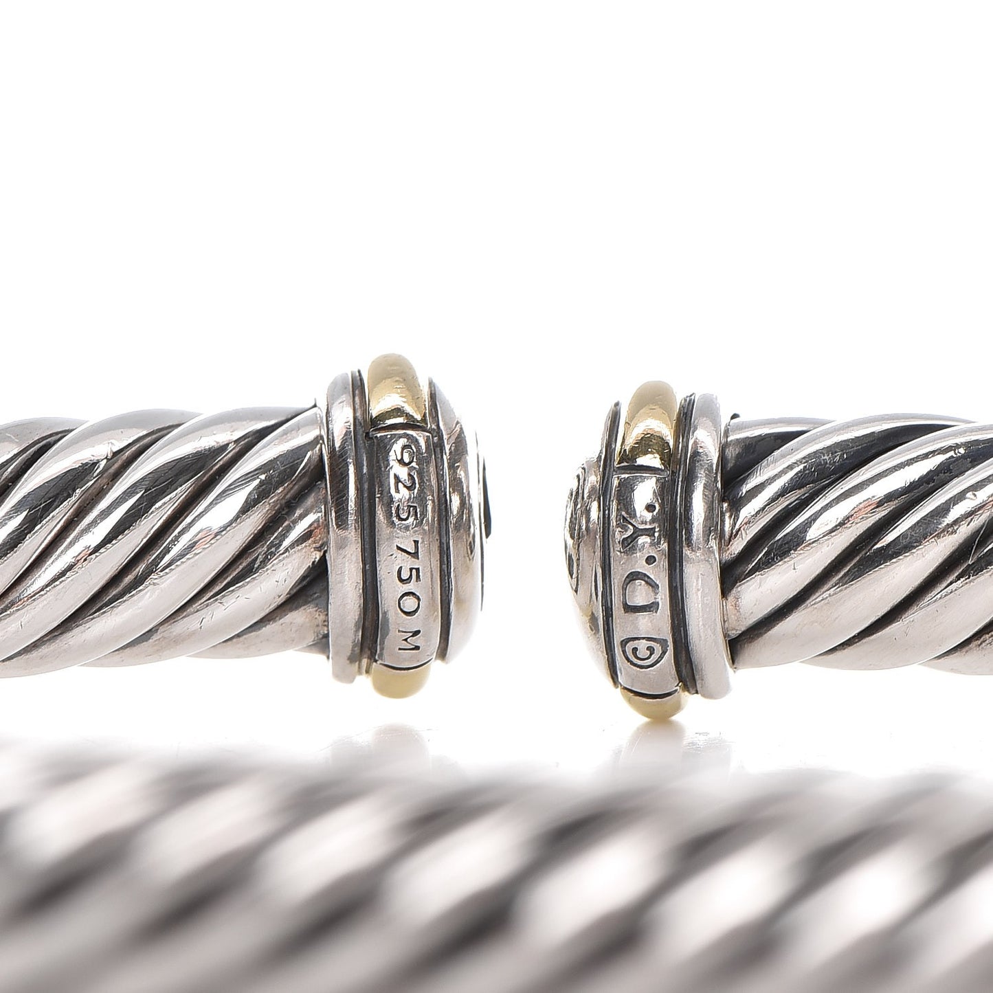 Sterling Silver 18K Yellow Gold 7mm Cablespira Bracelet