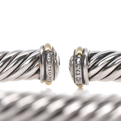 David Yurman Sterling Silver 18K Yellow Gold 7mm Cablespira Bracelet 3 of 5