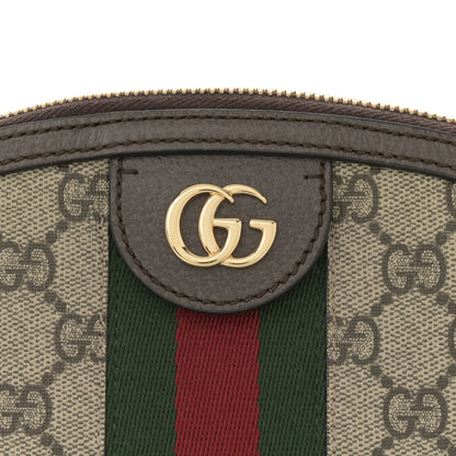 Gucci GG Supreme Monogram Textured Dollar Calfskin Web Small Ophidia Dome Shoulder Bag Beige Ebony New Acero 8 of 11