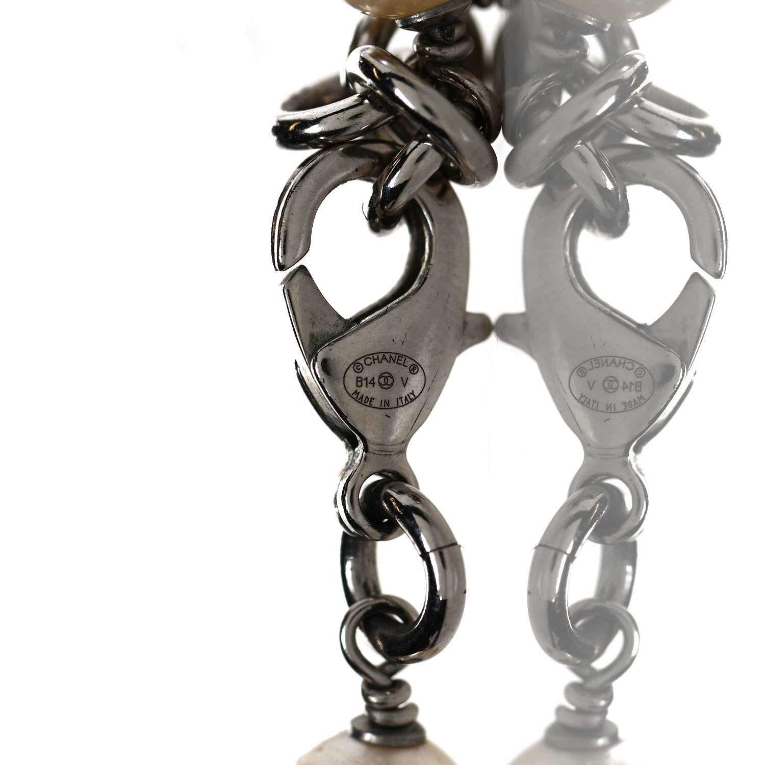 Chanel Graduated Pearl Crystal CC Long Necklace Silver 4 of 6