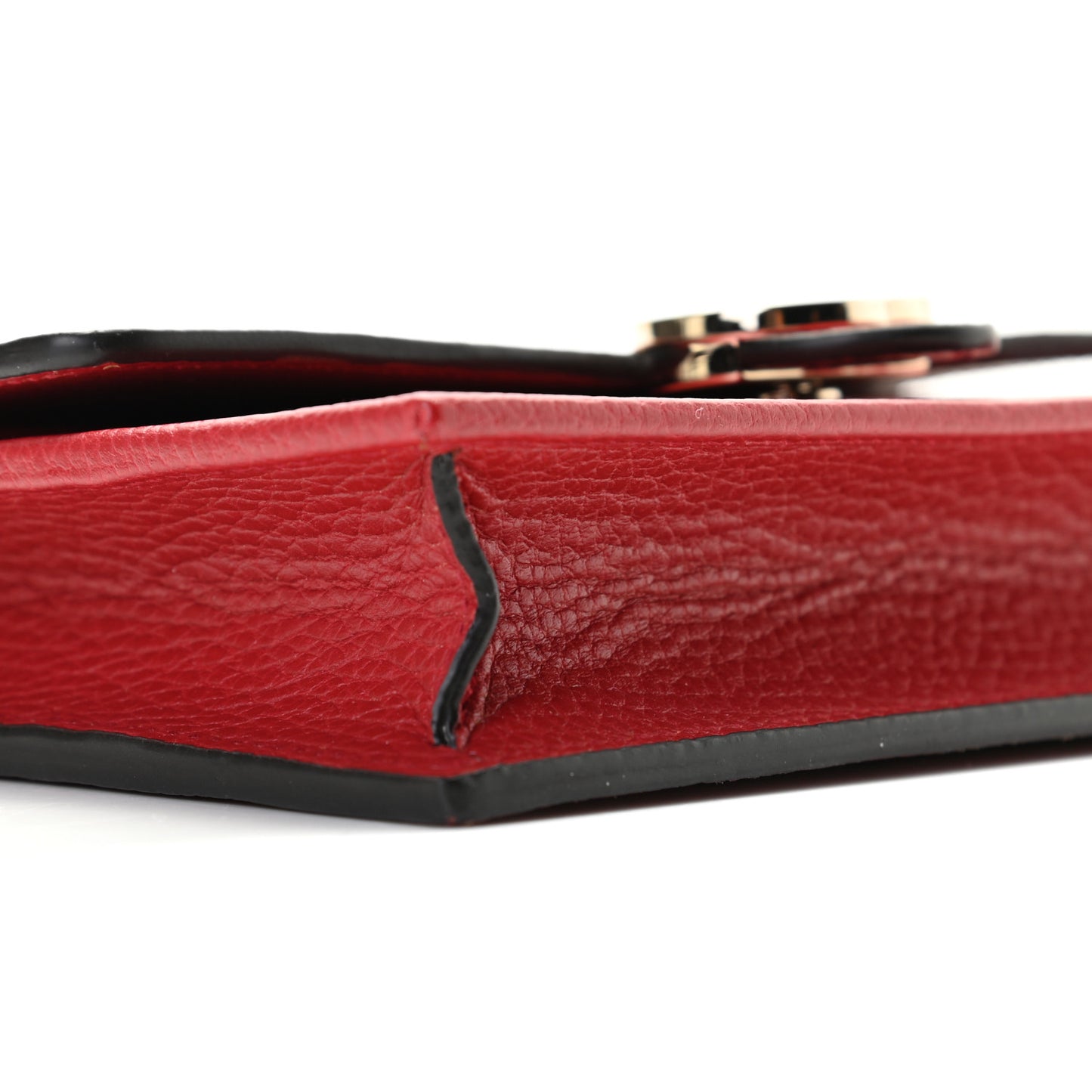 Dollar Calfskin Interlocking G Chain Wallet Red