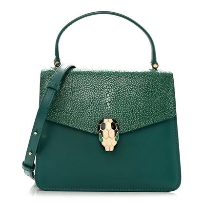 Bulgari Calfskin Galuchat Serpenti Forever Crossbody Emerald Green 1 of 13