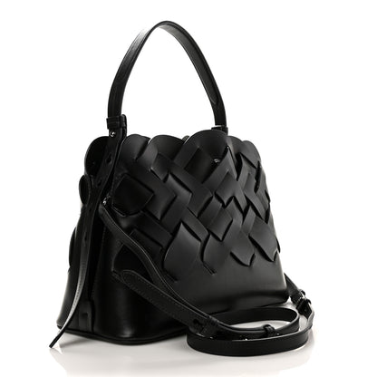 Prada Vitello Intreccio Tress Handbag Black 2 of 10