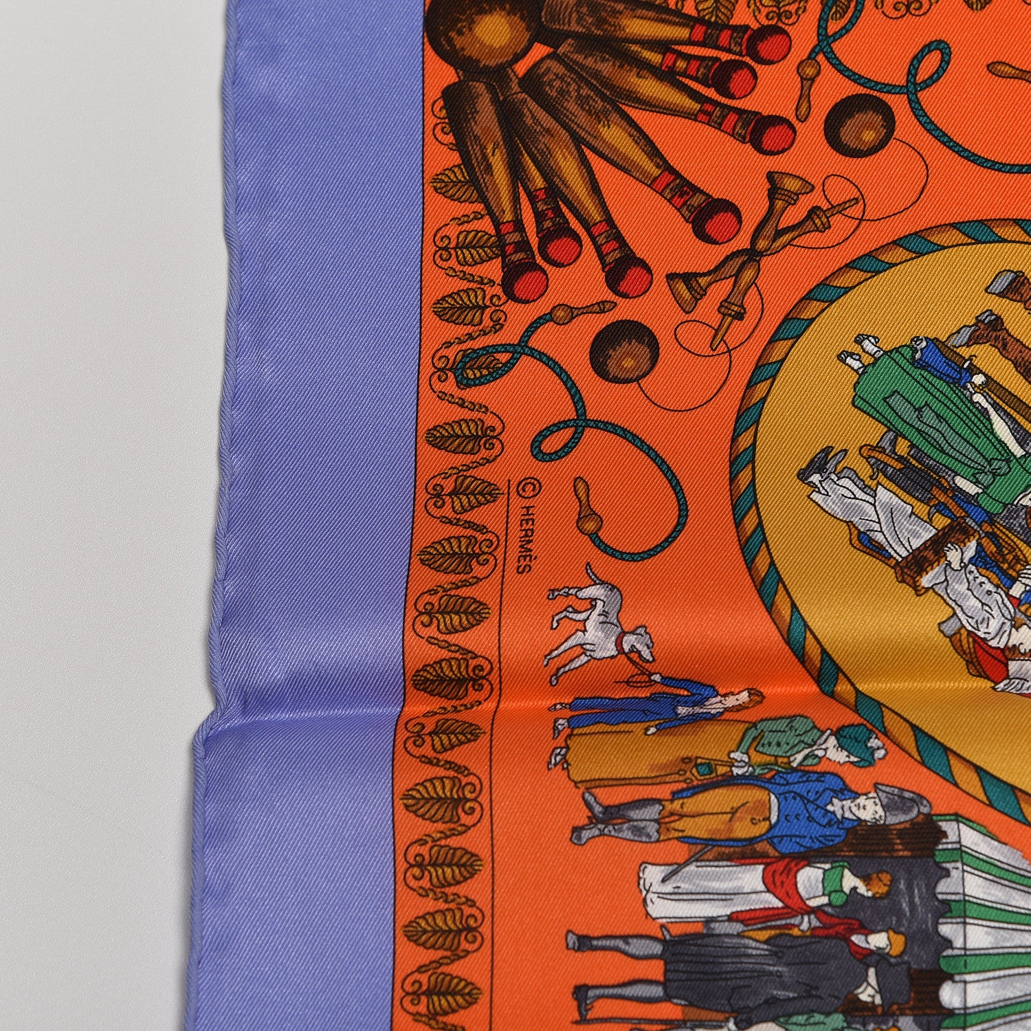 Hermes Silk Promenades de Paris Scarf 70 Orange Black Vert 4 of 6
