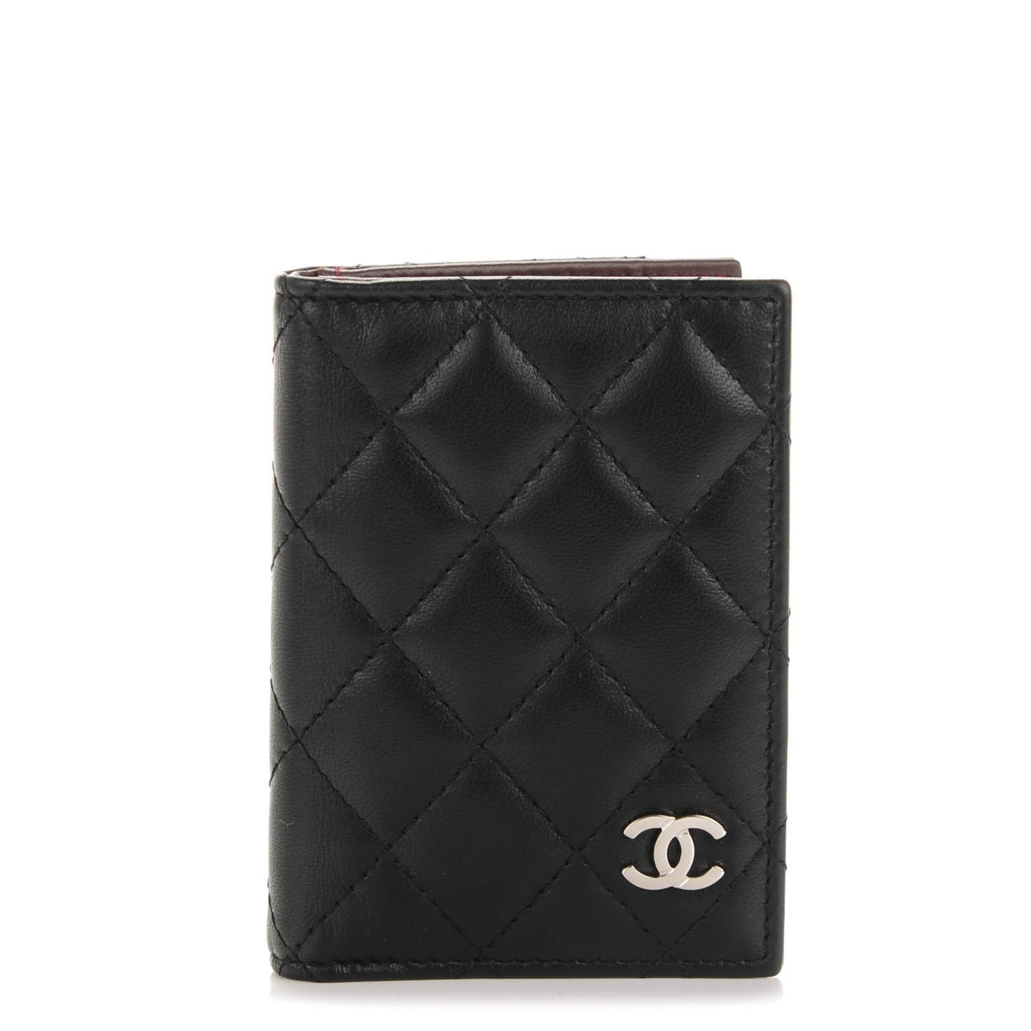 Lambskin Quilted Card Holder Wallet Black