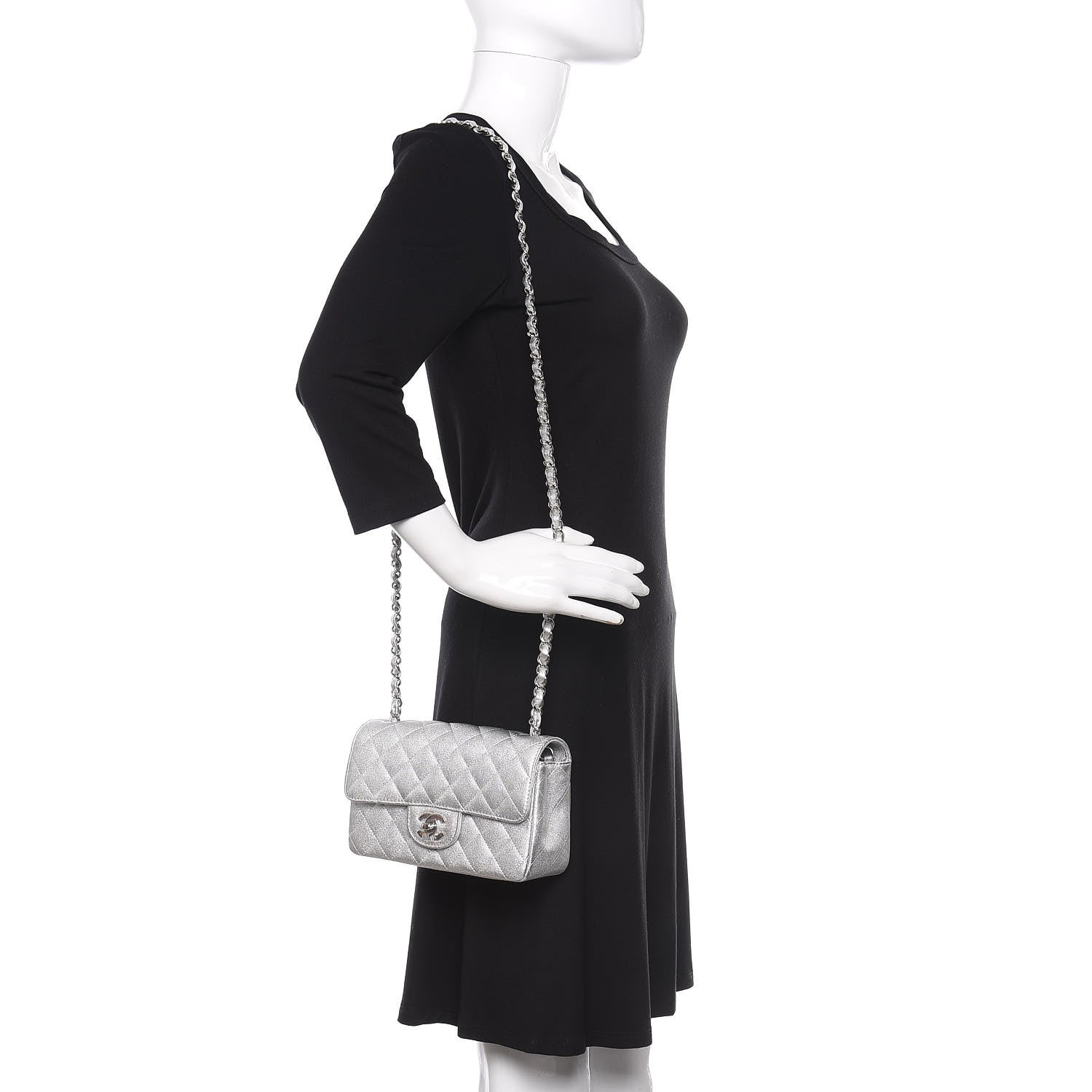 Chanel Metallic Lambskin Quilted Mini Rectangular Flap Silver 2 of 11