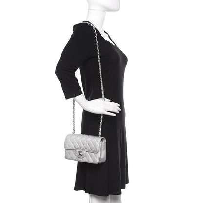 Chanel Metallic Lambskin Quilted Mini Rectangular Flap Silver 2 of 11