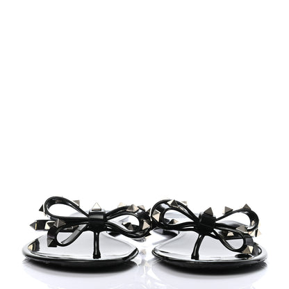 Valentino Garavani PVC Jelly Rockstud Bow Thong Sandals 39 Black 2 of 7
