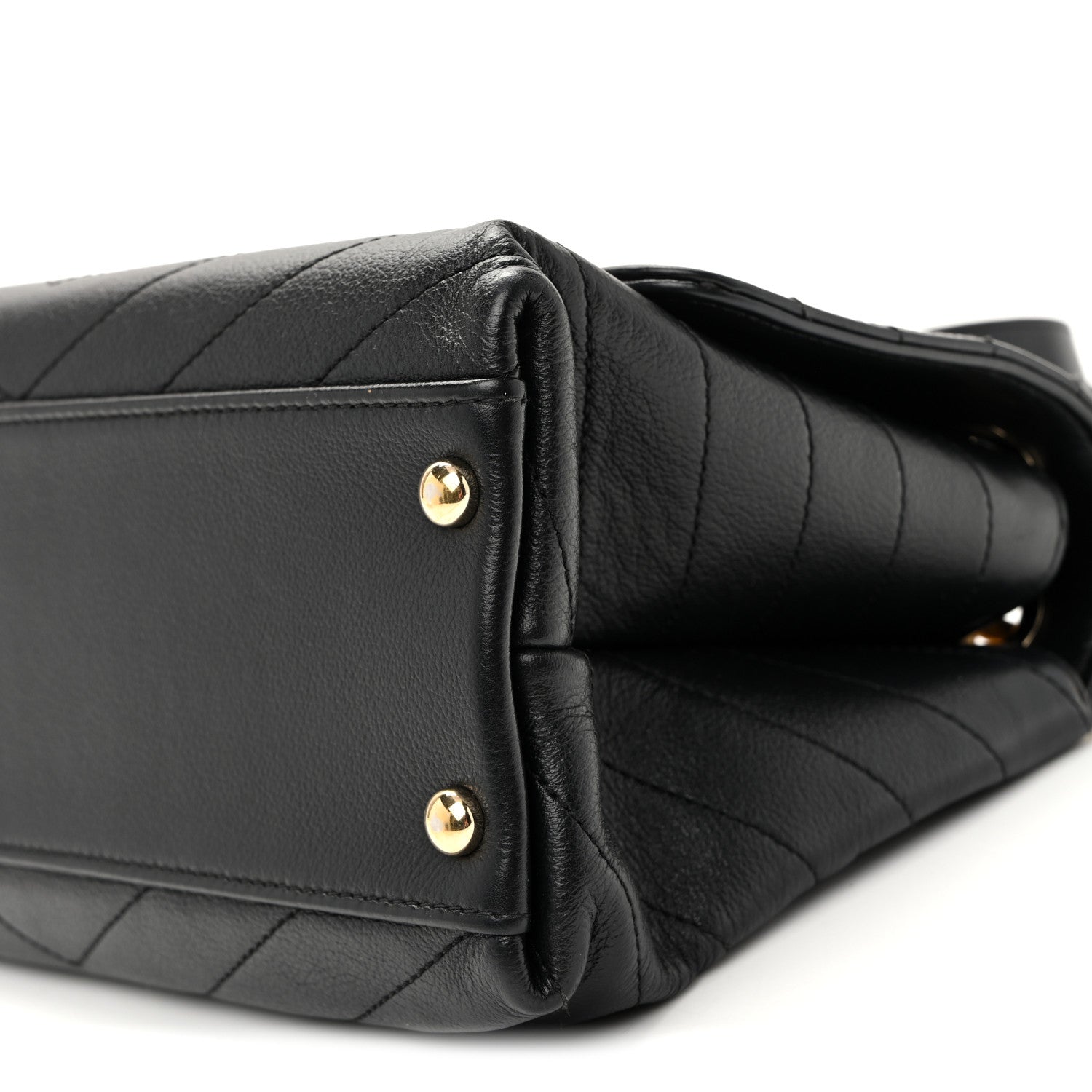 Chanel Grained Calfskin Small Chevron Chic Top Handle Flap Black 10 of 12