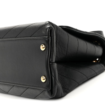 Chanel Grained Calfskin Small Chevron Chic Top Handle Flap Black 10 of 12