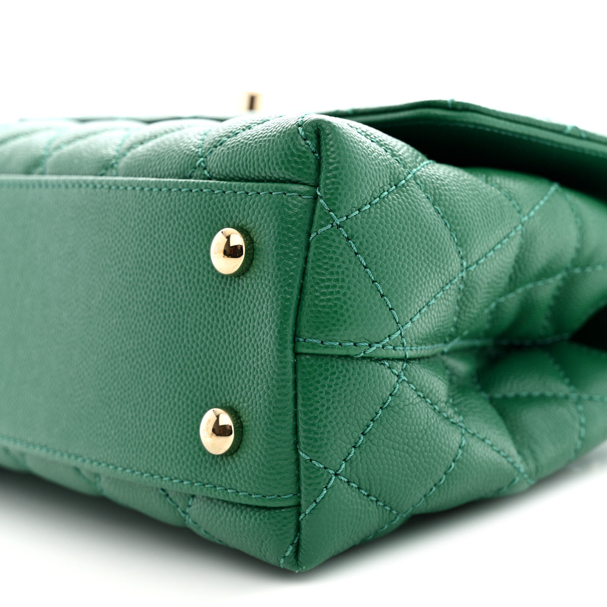 Chanel Caviar Quilted Mini Coco Handle Flap Green 10 of 11