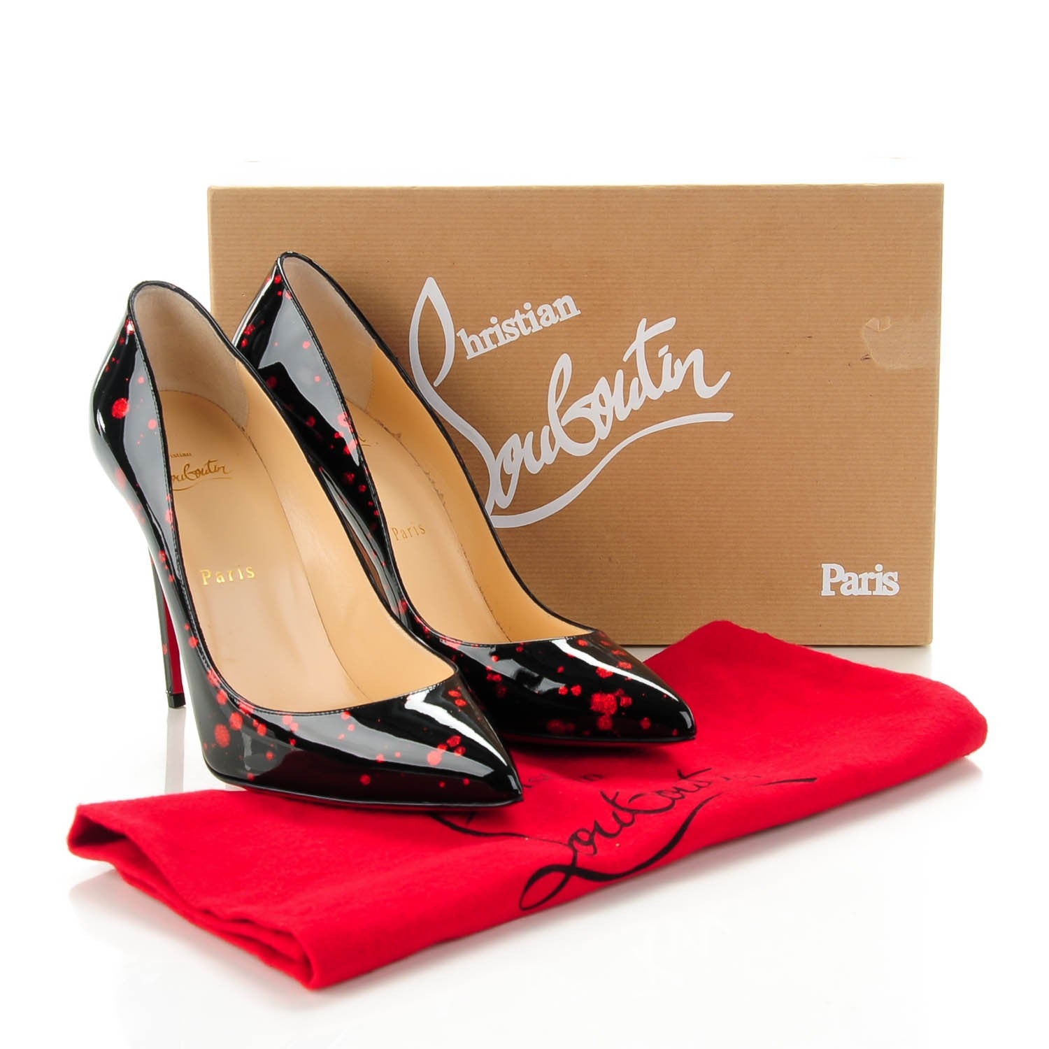 Christian Louboutin Patent Pollock Pigalle Follies 100 Pumps 38.5 Black Red 5 of 7