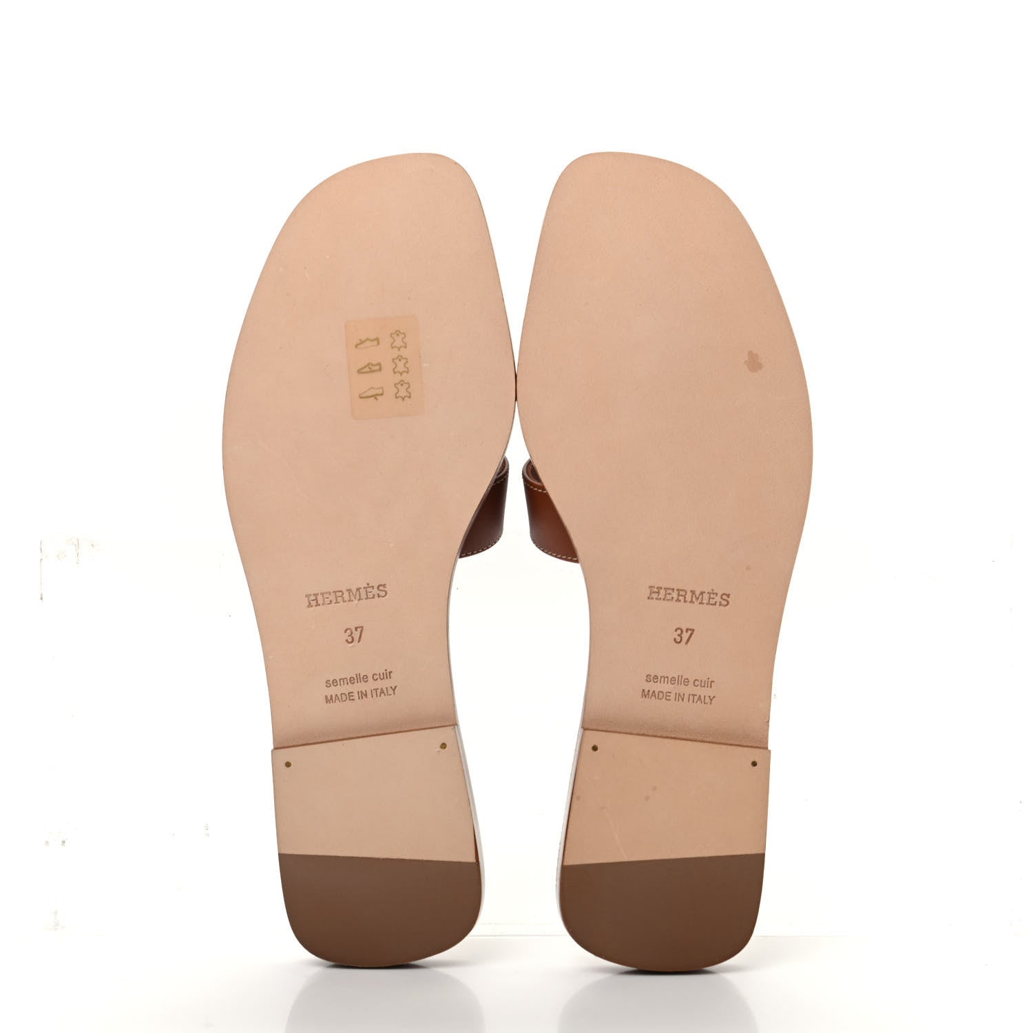 Hermes Box Calfskin Oran Sandals 37 Gold 5 of 9