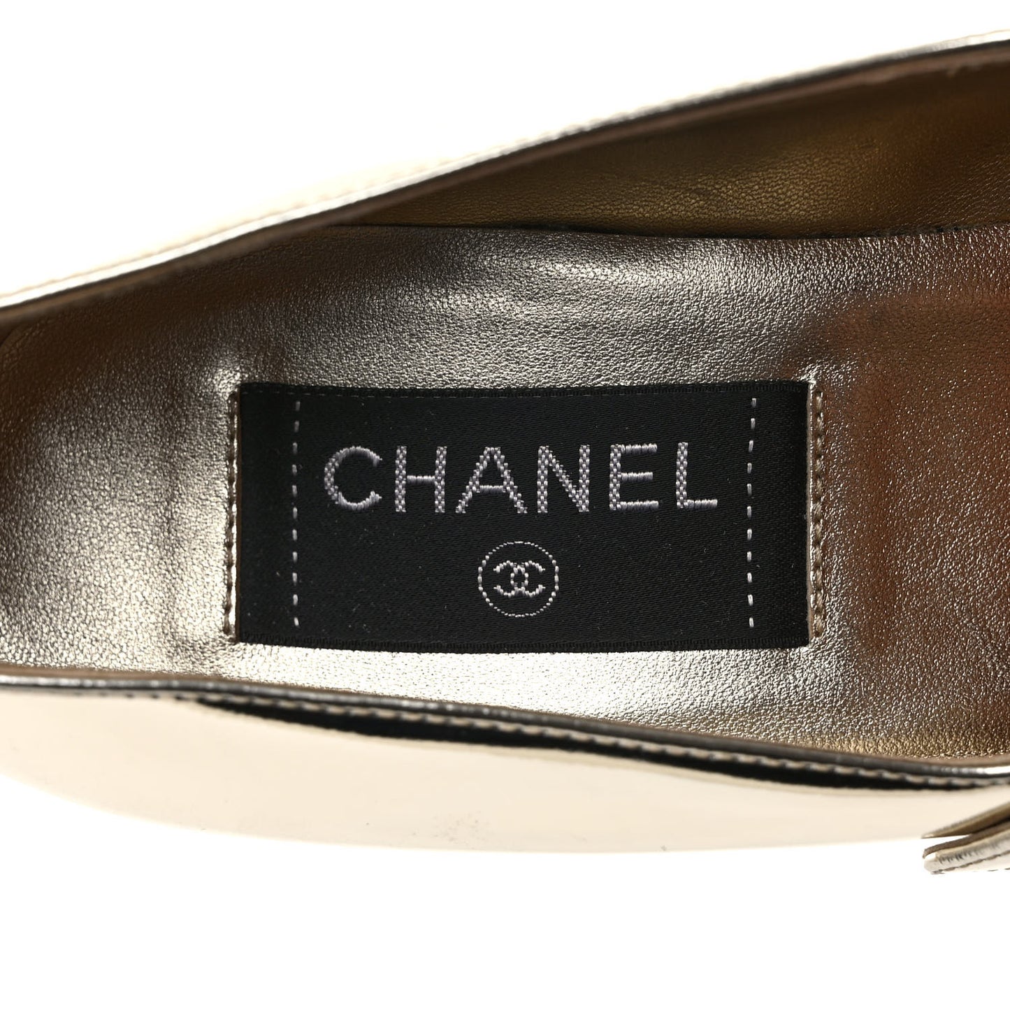 Laminated Calfskin Grosgrain Cap Toe CC Pointed Toe Wedge Pumps 37.5 Gold Black